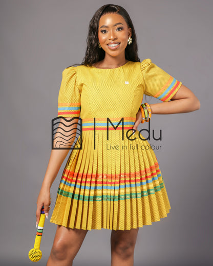 Mmashela Giant bow Mini Dress in Yellow