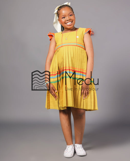 Kiddies Neo Pleated Dress in Yellow