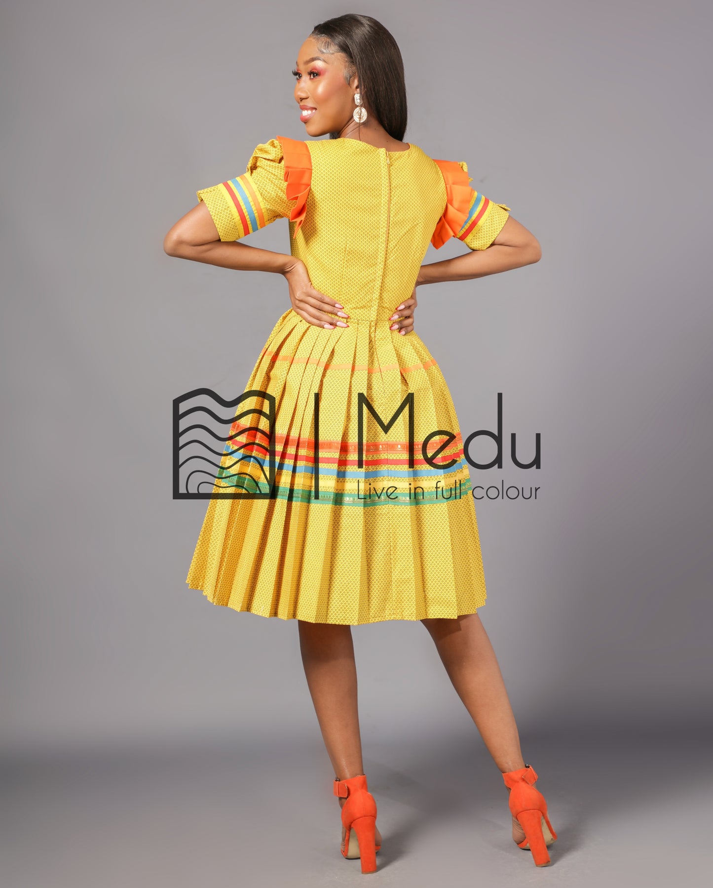 Boledi Pleated Dress in Yellow