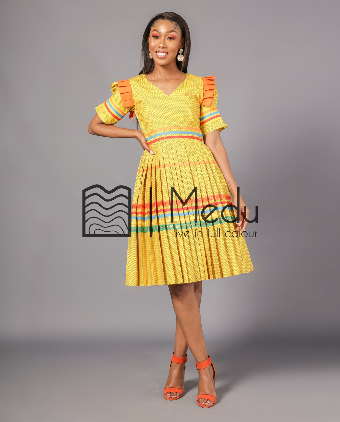 Boledi Pleated Dress in Yellow