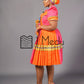 Nare Bespoke Panel Dress in Orange & Pink