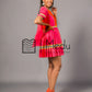 Mmashela Giant bow Mini Dress in Orange & Pink