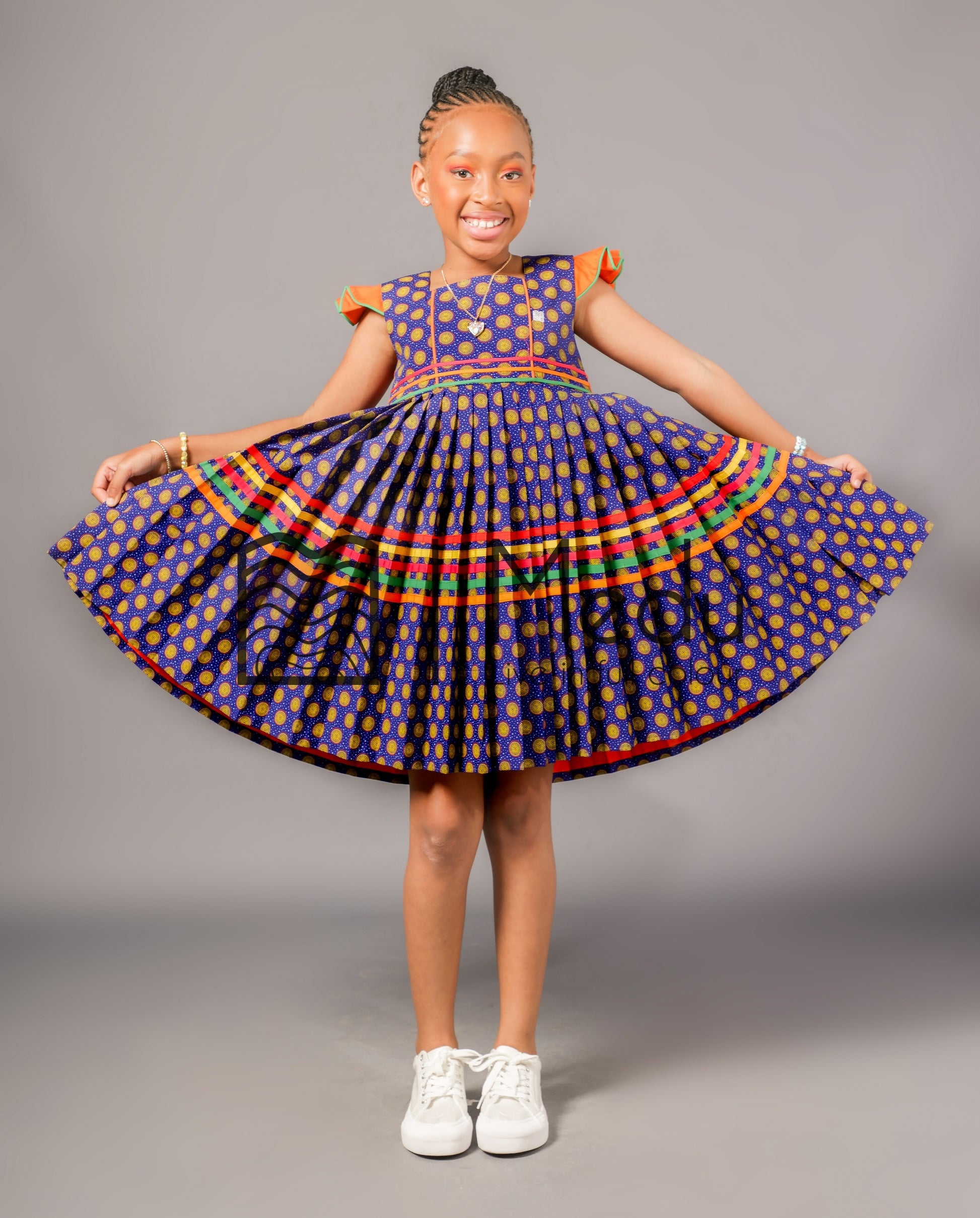 Kiddies Neo Pleated Dress in Boledi Blue – MEDU by Sepedi Bapedi Kiddies Neo Pleated Dress in Boledi Blue – MEDU by Sepedi Bapedi