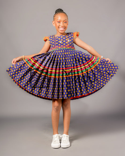 Kiddies Neo Pleated Dress in Blue