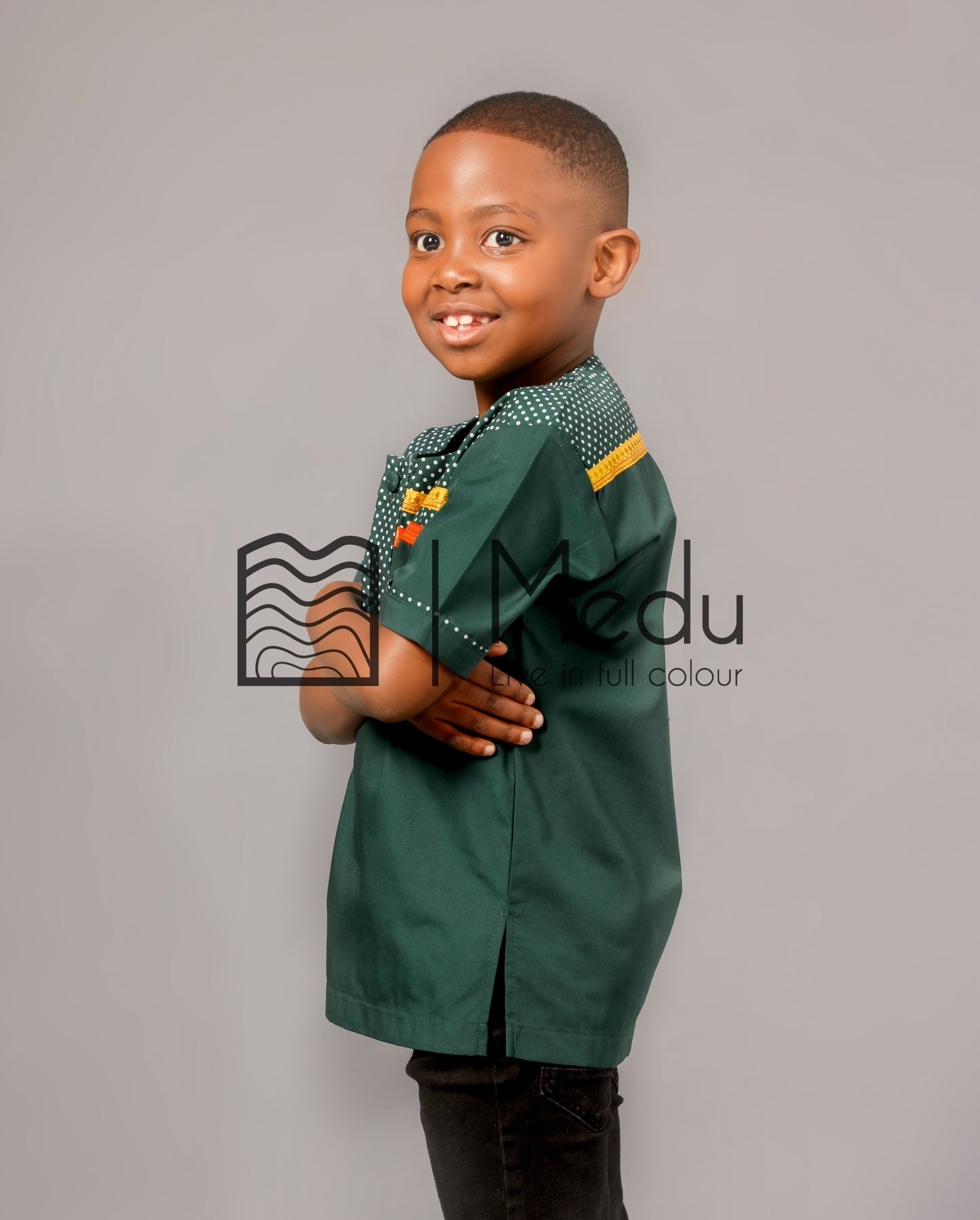 Kiddies Pule Front Panel Shirt in Green