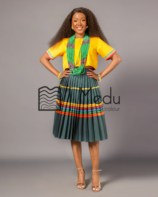 Makgabo Midi Set in Yellow & Green