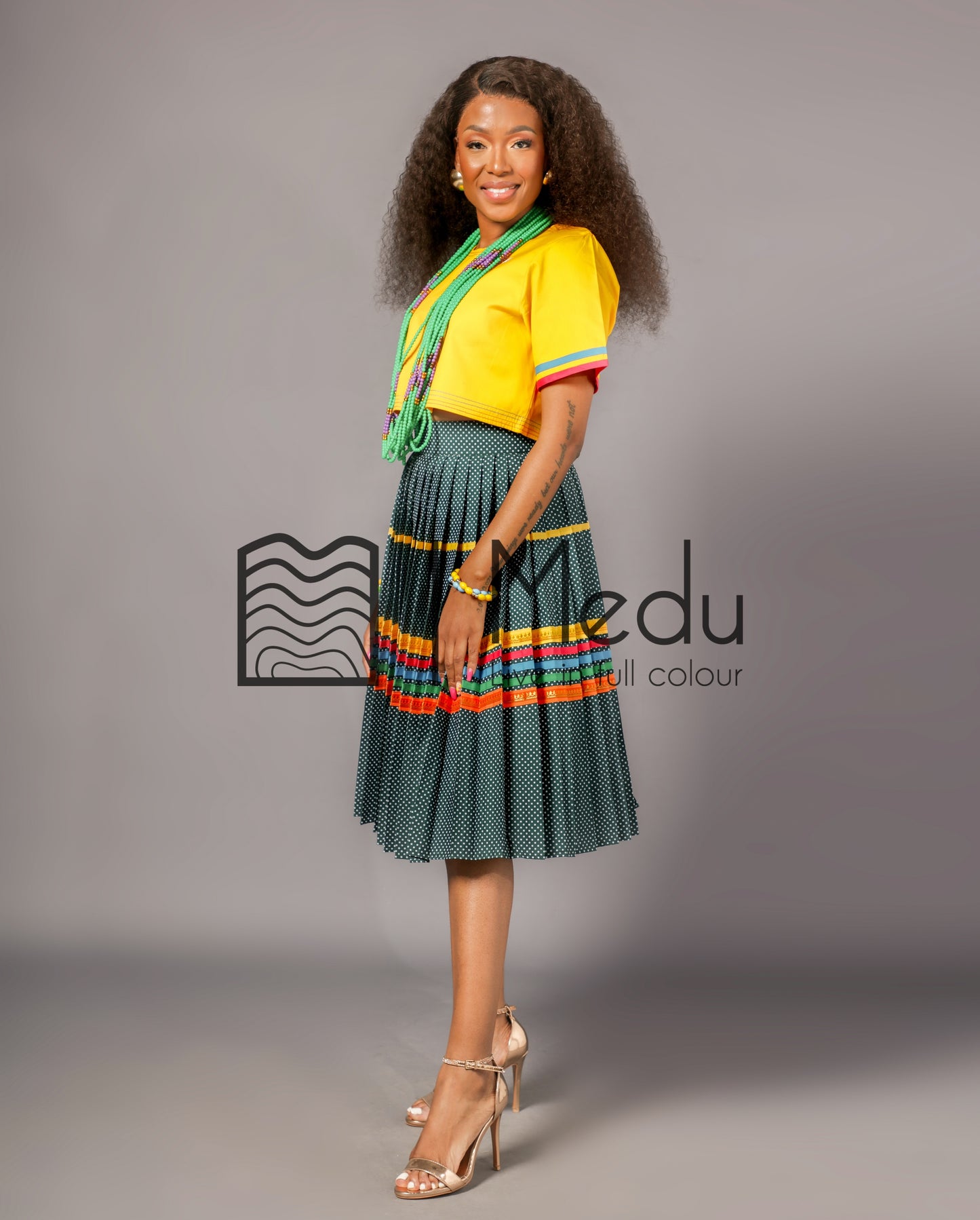 Makgabo Midi Set in Yellow & Green