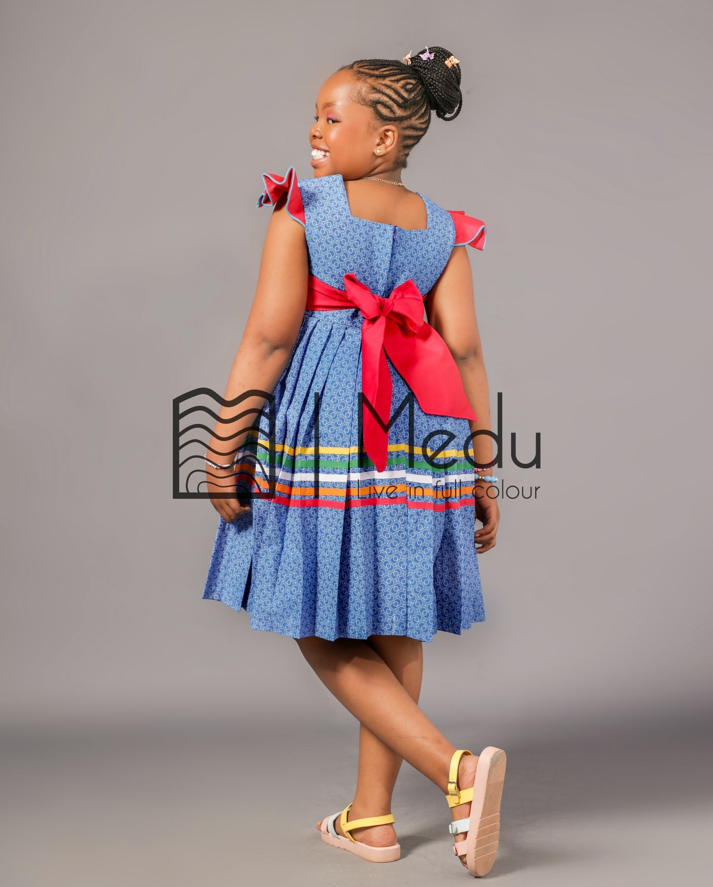 Kiddies Neo Pleated Dress in Turquoise