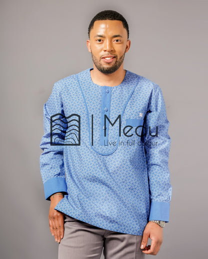 Tlou Front Yoke Shirt in Turquoise Print