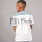 Kiddies Pule Front Panel Shirt in White with Turquoise