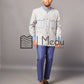 Mogale Safari Shirt in Grey with Turquoise