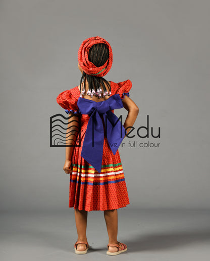 Kiddies Maru Pleated Dress in Red