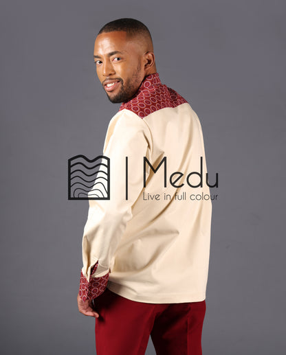 Kwena Luxe Safari Shirt Trimmed with Maroon