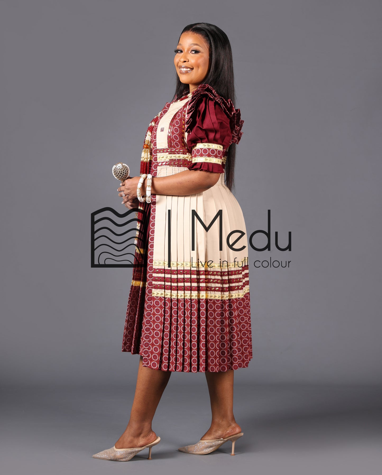 Modipadi Luxe Dress Set in Maroon