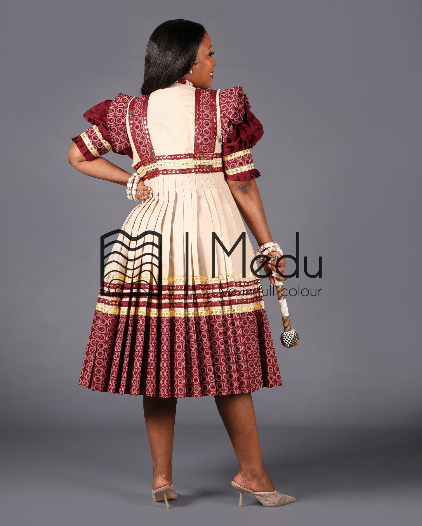 Modipadi Luxe Dress Set in Maroon