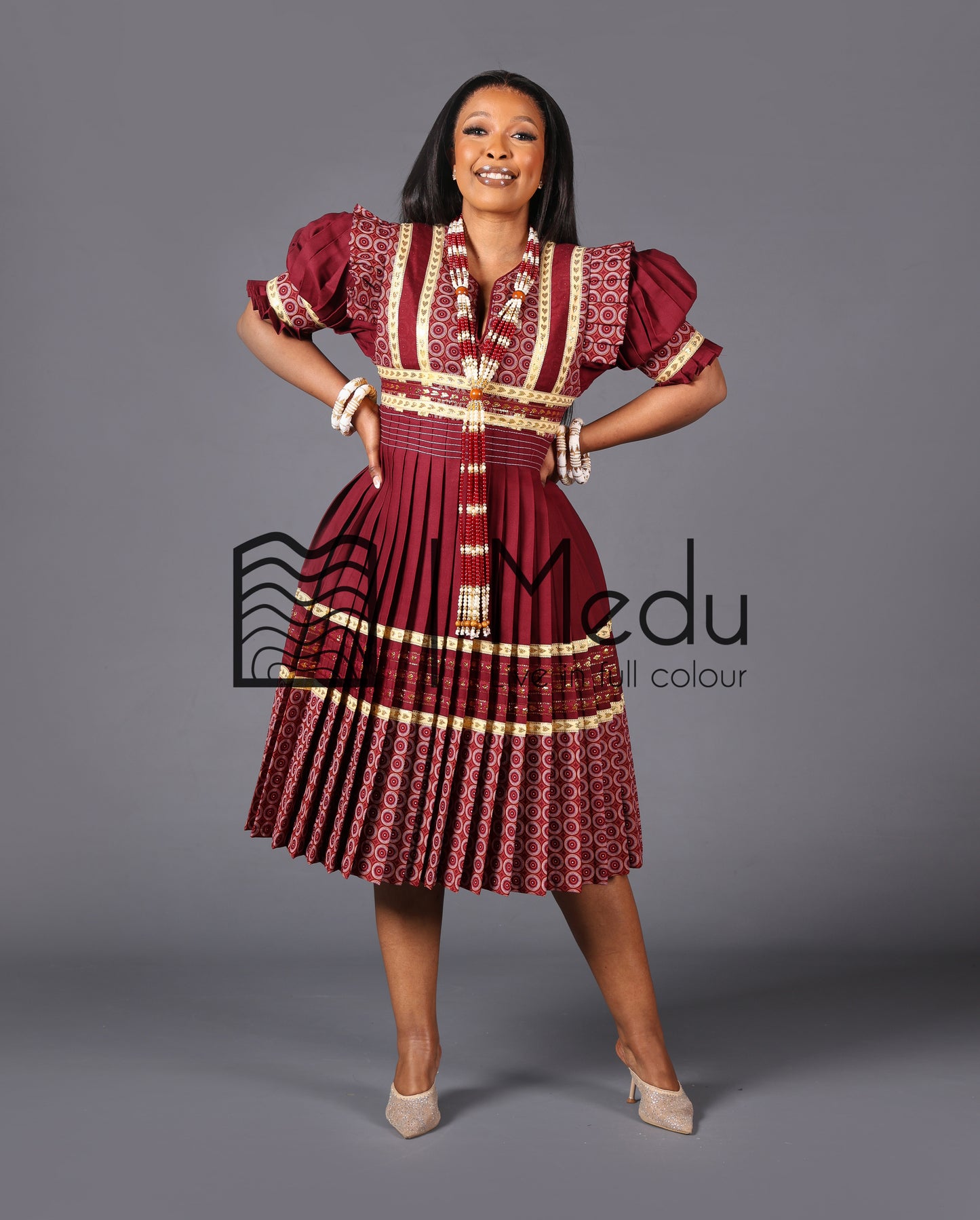 Modipadi Luxe Dress Set in Maroon