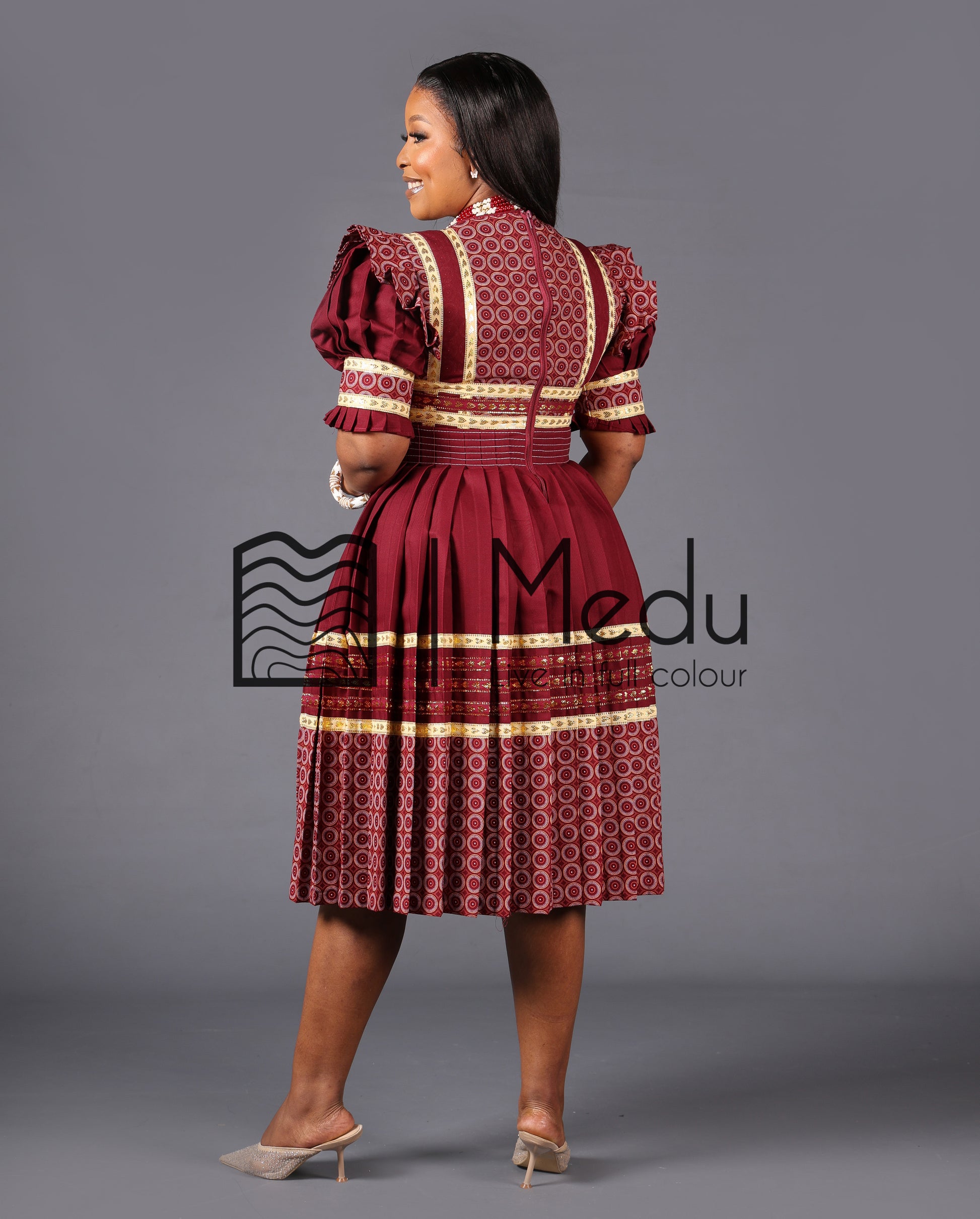 Modipadi Luxe Dress Set in Maroon MEDU by Sepedi Bapedi Modipadi Luxe Dress Set in Maroon MEDU by Sepedi Bapedi
