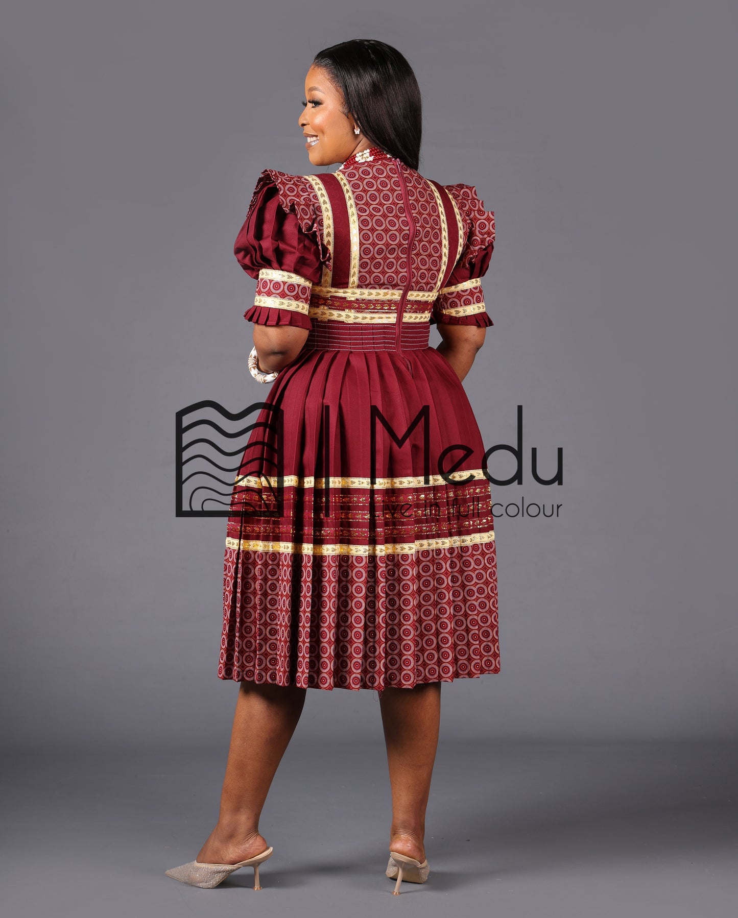 Modipadi Luxe Dress Set in Maroon