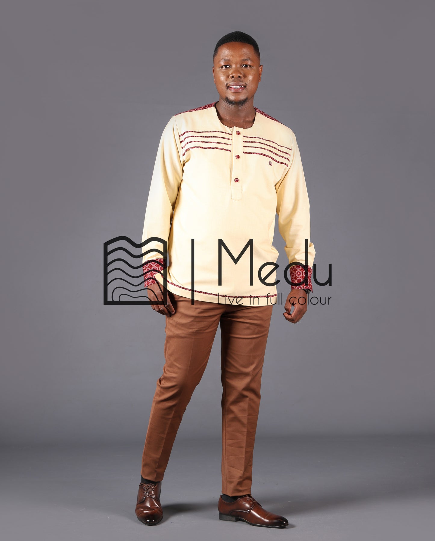 His & Hers: Ntsoaki Luxe Bridal Set in Maroon and Cream