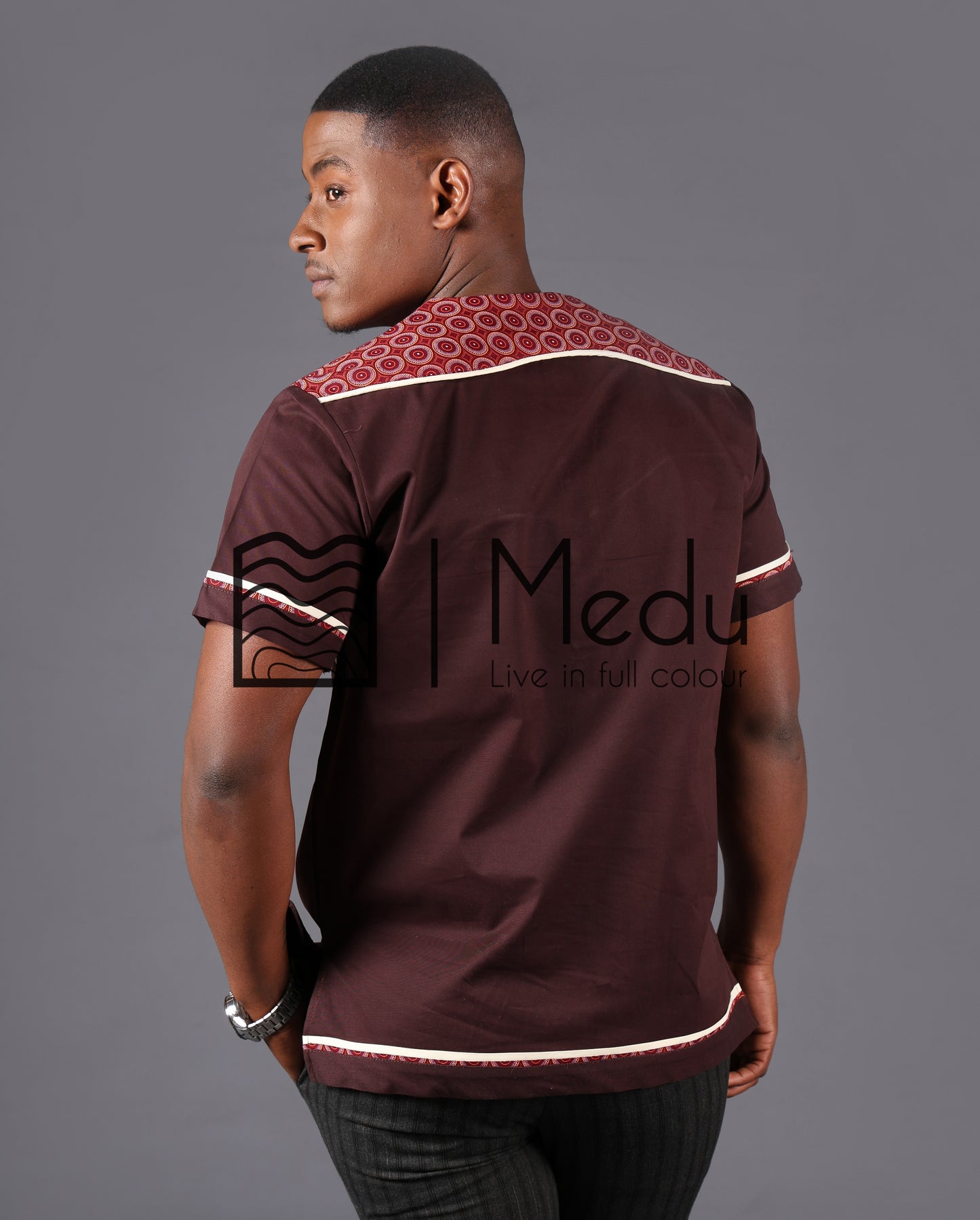 Noko Front Panel Shirt in Maroon