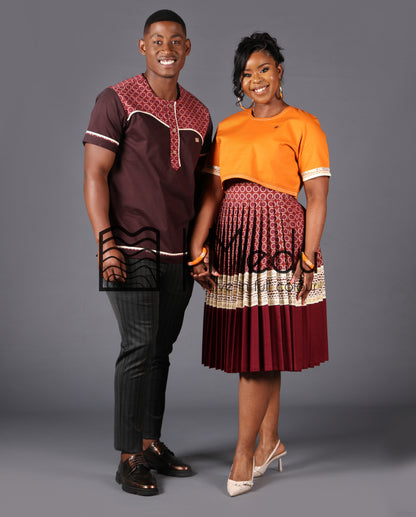 His & Hers: Makgabo Midi Set in Mustard and Maroon