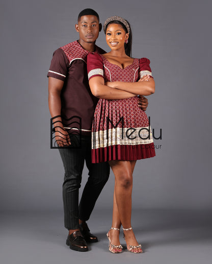 His & Hers: Mmashela Giant Bow Mini Dress in Maroon