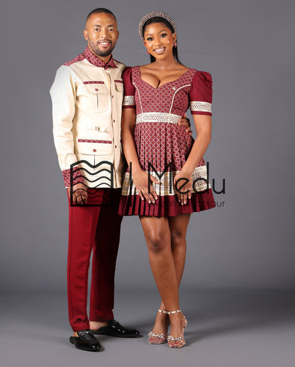 His & Hers: Mmashela Giant Bow Mini Dress in Maroon