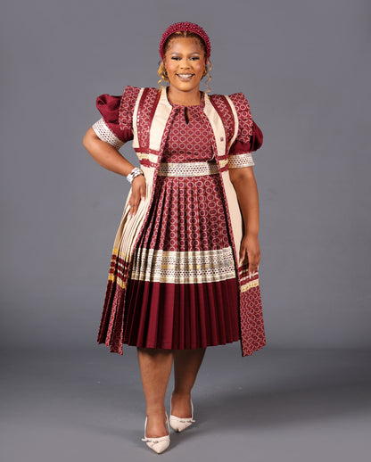 Ntsoaki Luxe Bridal Set in Maroon
