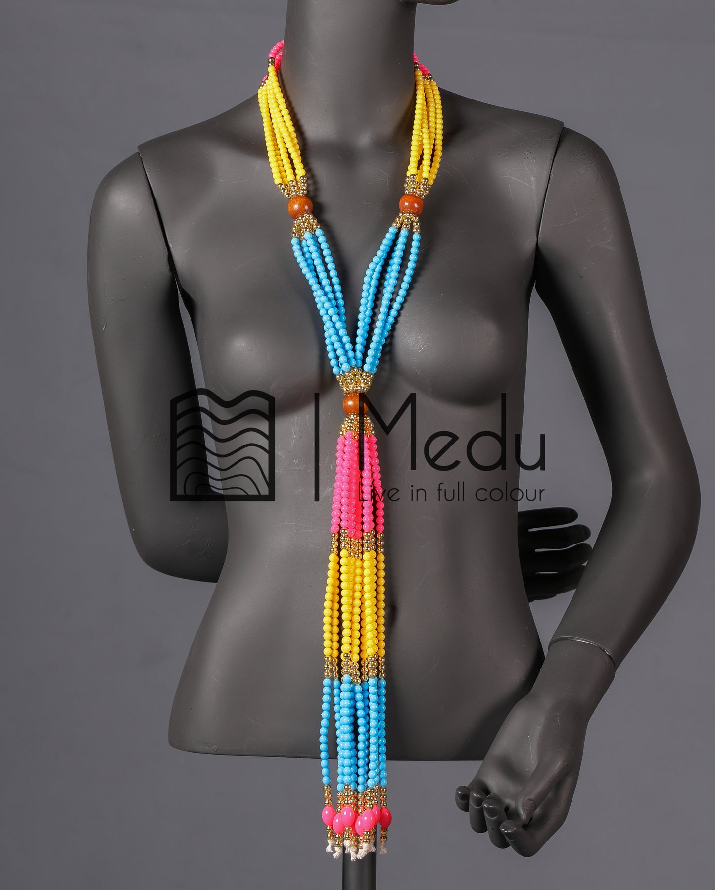 Sepedi Tie Beads Pink, Yellow and Turquoise