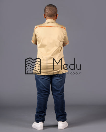 Kiddies Kwena Safari Shirt in Beige with Orange