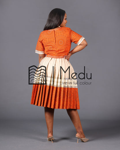Makgabo Midi Set in Beige and Orange