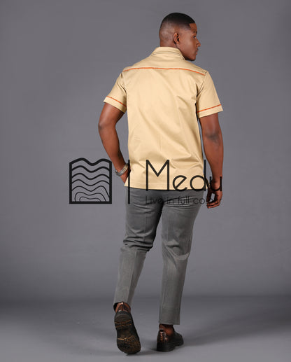 Kwena Safari Shirt in Beige and Orange