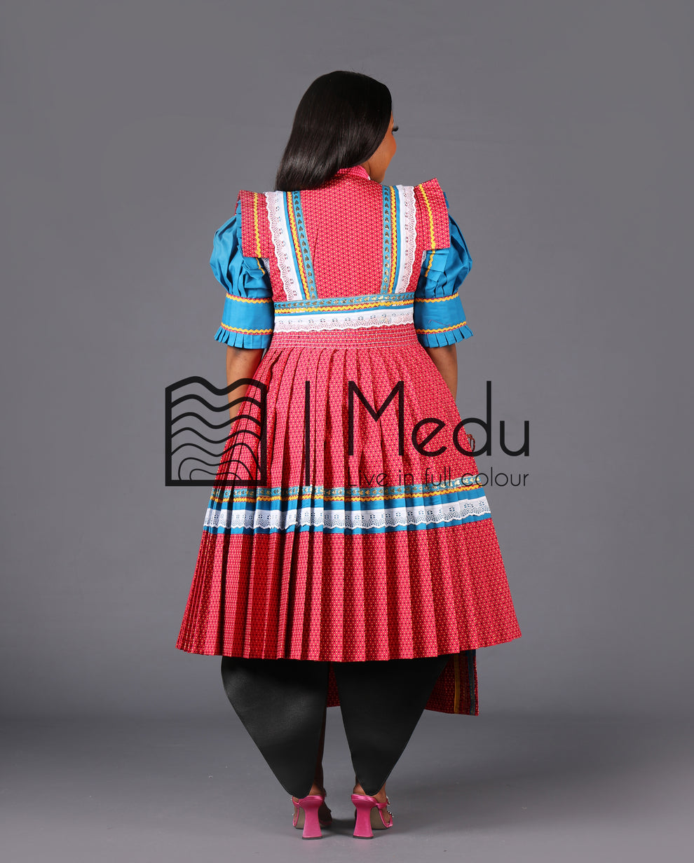 Mogoshadi Bridal Set in Pink and Turquoise – MEDU by Sepedi Bapedi