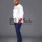 Mokone Front Stripes Shirt in White with Pink