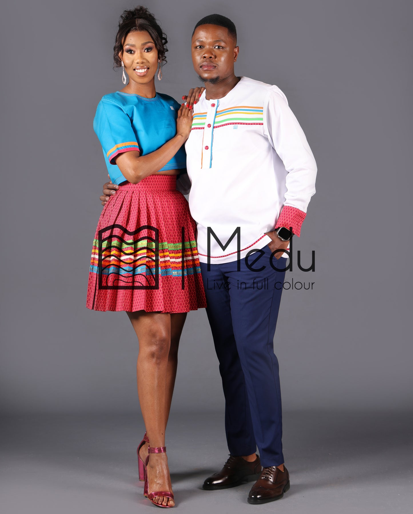 His & Hers: Makgabo Mini Set in Pink and Turquoise