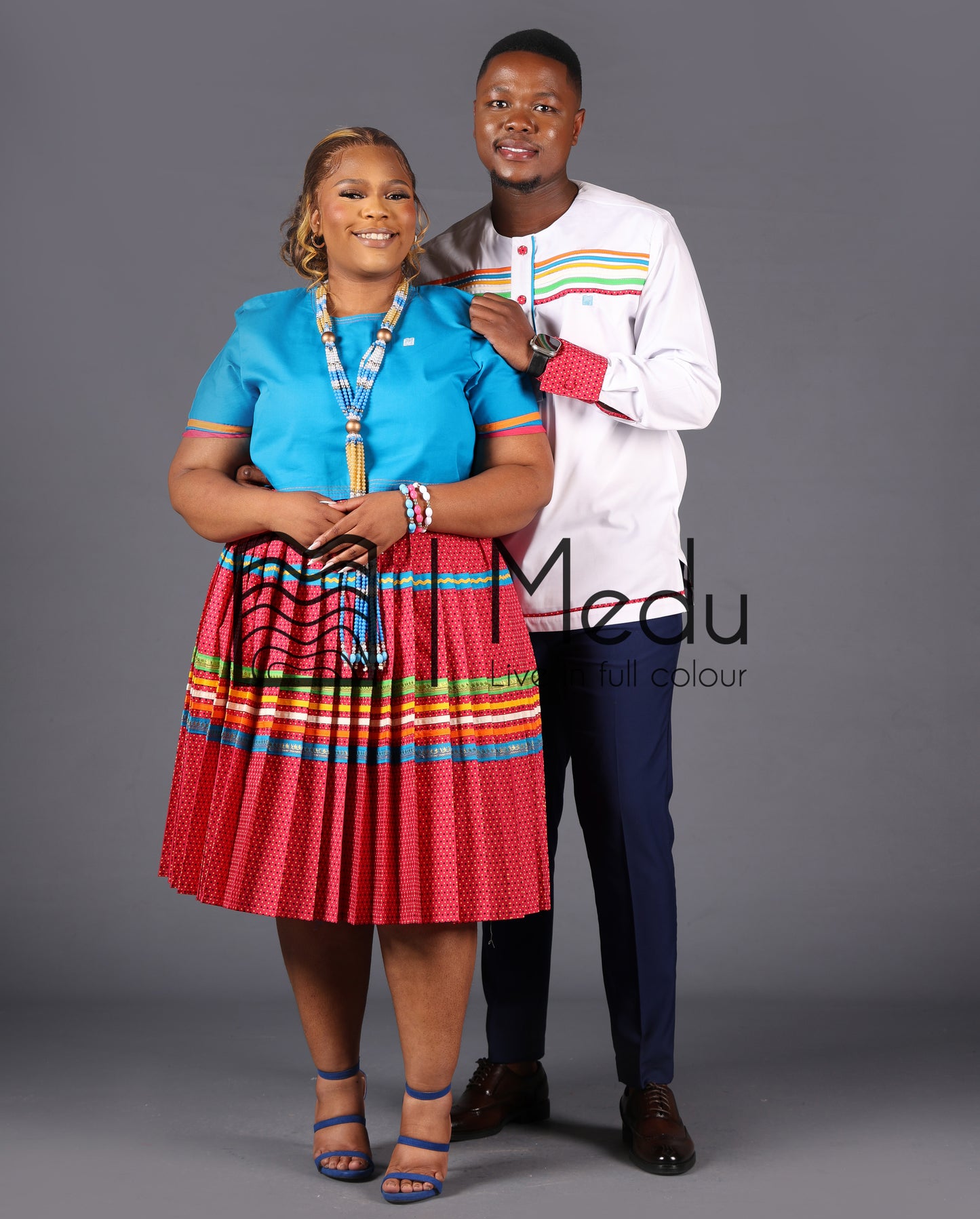 His & Hers: Makgabo Midi Set Pink and Turquoise