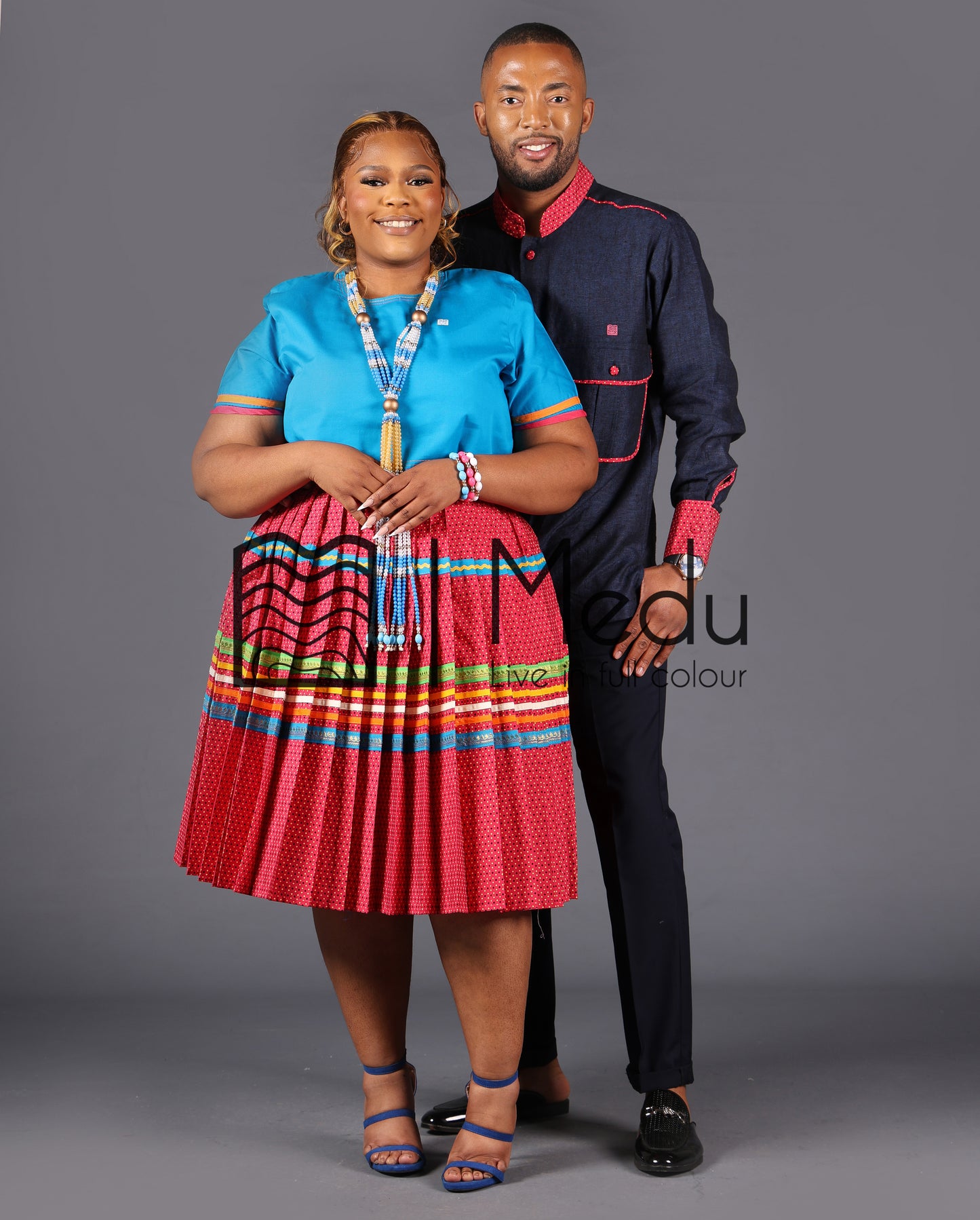 His & Hers: Makgabo Midi Set Pink and Turquoise