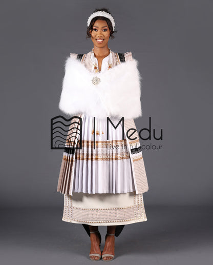 Luxe Fur Shawl in White