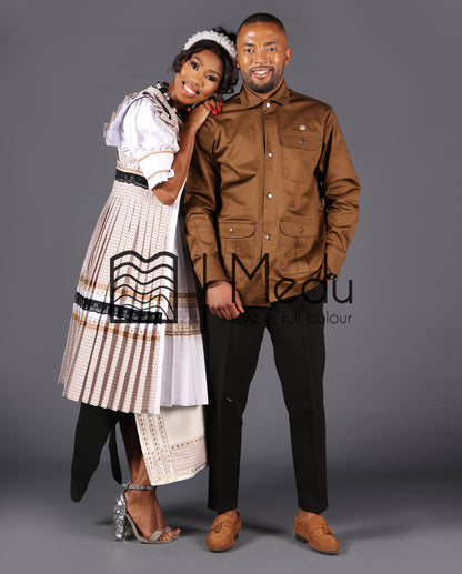 His & Hers: Mogoshadi Bridal Set in White and Khaki