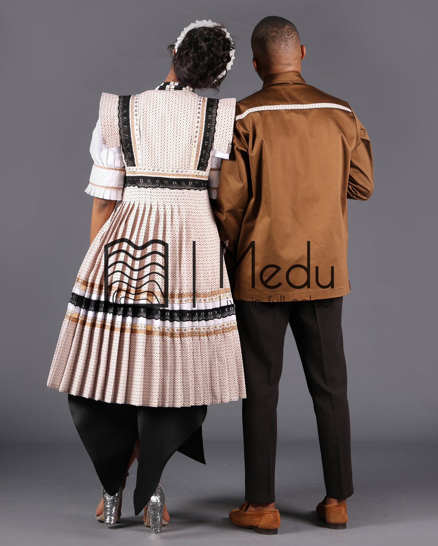 His & Hers: Mogoshadi Bridal Set in White and Khaki