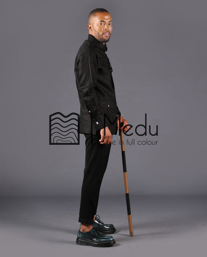 Kwena Luxe Safari Shirt in Black