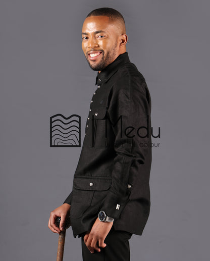 Kwena Luxe Safari Shirt in Black