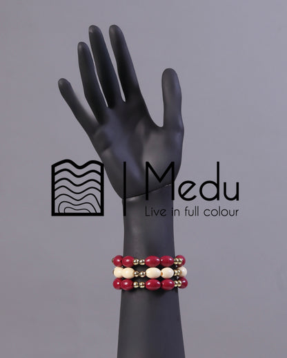 Single Line Beaded Bracelets Maroon