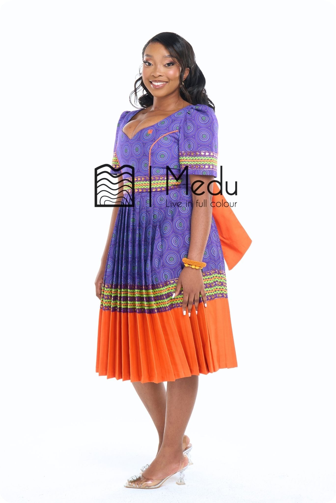 Mmashela Giant Bow Midi Dress Purple
