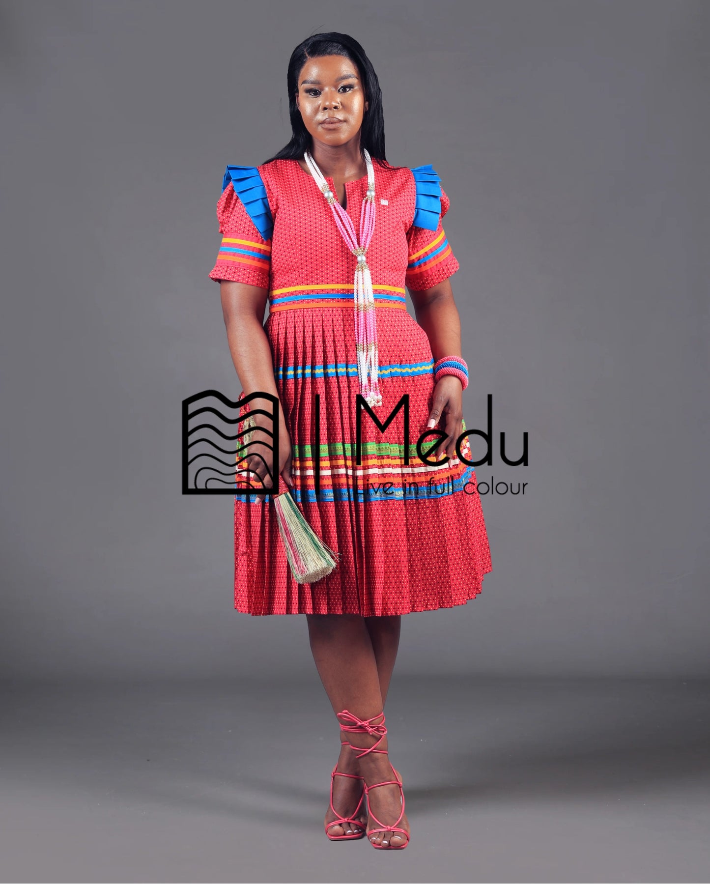 Manoko Pleated Dress in Pink