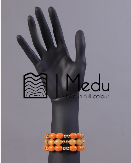 Single Line Beaded Bracelets Orange