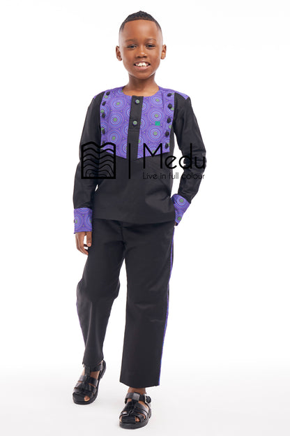 Kiddies Lehumo Shirt And Trousers Set Purple