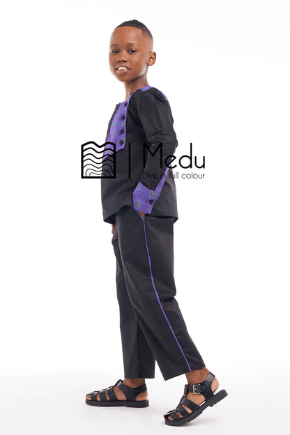 Kiddies Lehumo Shirt And Trousers Set Purple