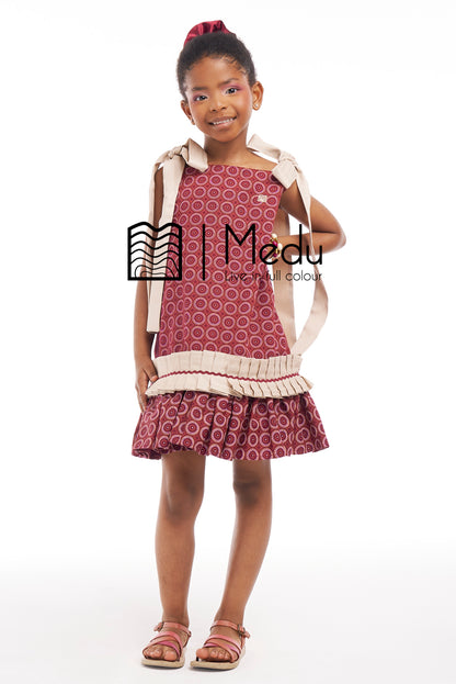 Kiddies Lethabo Yoke Dress Maroon