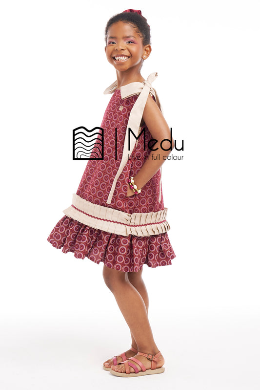 Kiddies Lethabo Yoke Dress Maroon